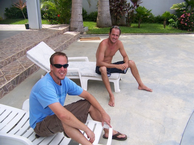 Pool side family reunion