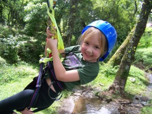 Kira excited about the zipline ride